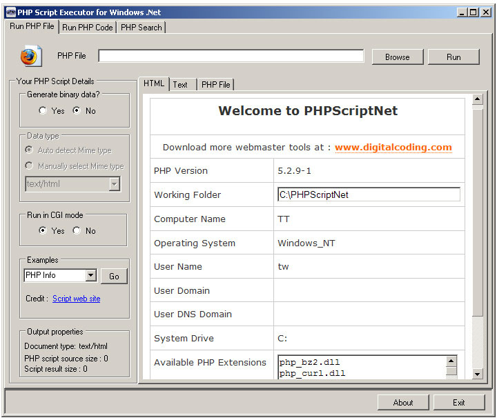 PHPScriptNet Portable Application To Run PHP Script From Windows